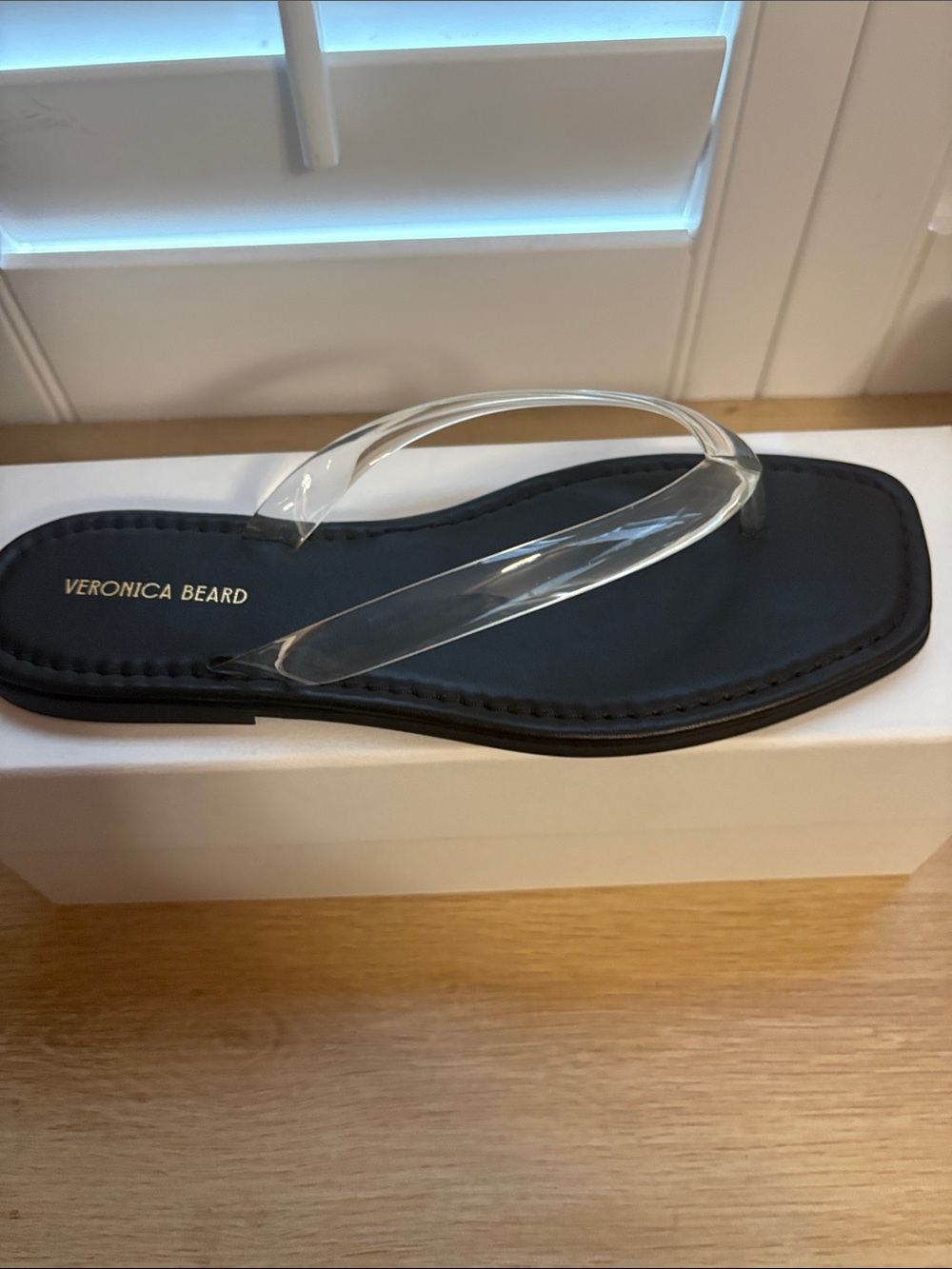 Veronica Beard Black Footbed Clear Strap Sandal brand new